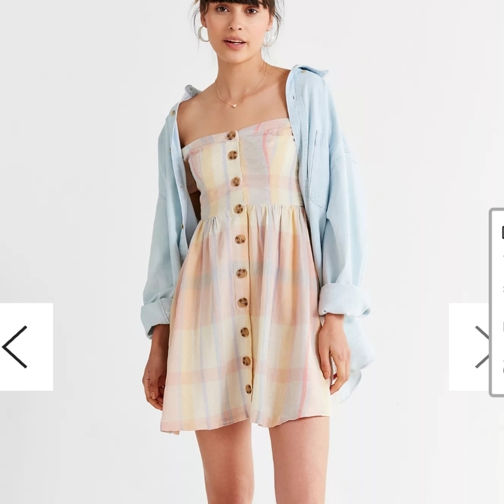 NWT! Urban Outfitters Dress Women's Size Small Pastel Plaid UO Off Shoulder NEW